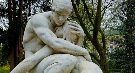 Adam und Eva im Florapark in Duesseldorf-Unterbilk